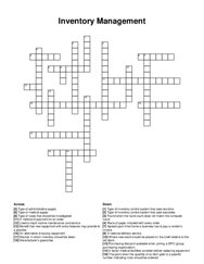 Inventory Management crossword puzzle