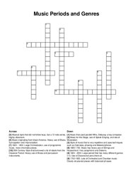 Music Periods and Genres crossword puzzle