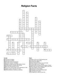 Religion Facts crossword puzzle