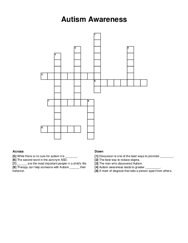 Autism Awareness crossword puzzle