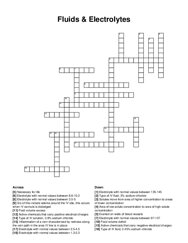 Fluids & Electrolytes crossword puzzle