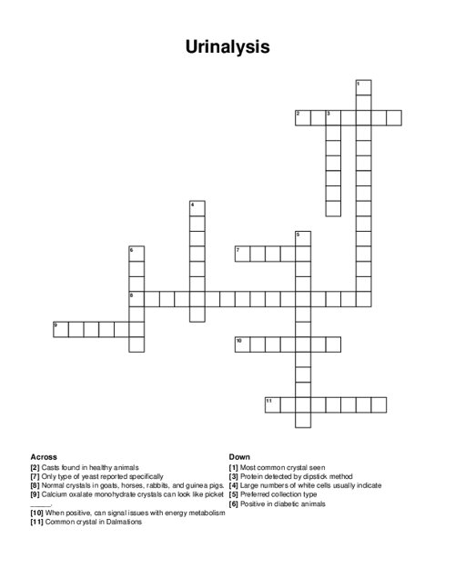 Urinalysis Crossword Puzzle