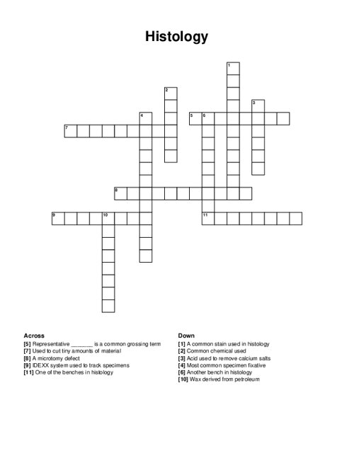 Histology Crossword Puzzle