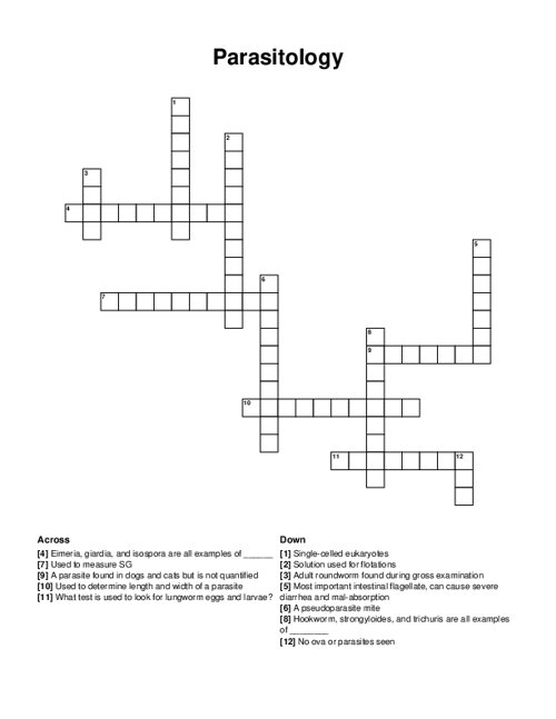 Parasitology Crossword Puzzle