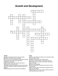 Growth and Development crossword puzzle