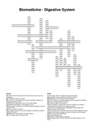 Biomedicine - Digestive System crossword puzzle