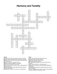 Harmony and Tonailty crossword puzzle