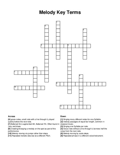 Melody Key Terms Crossword Puzzle