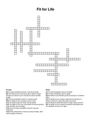 Fit for Life crossword puzzle