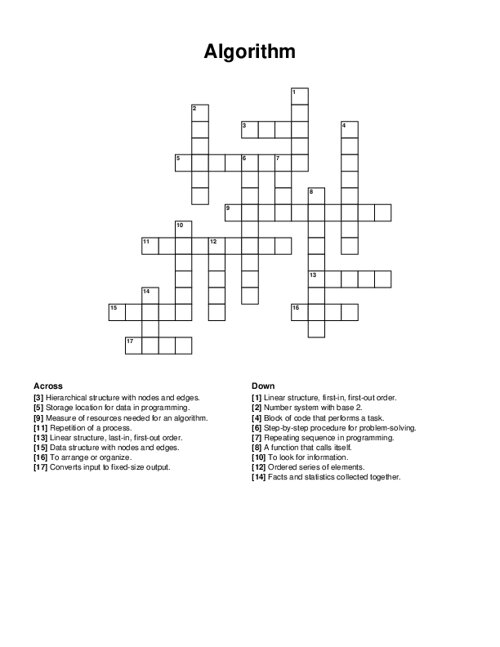 Algorithm Crossword Puzzle