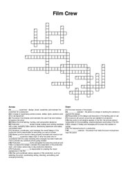 Film Crew crossword puzzle