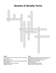 Genetics & Heredity Terms crossword puzzle