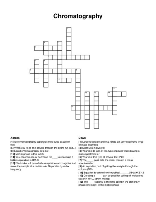 Chromatography Crossword Puzzle