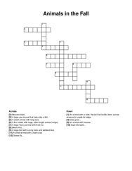 Animals in the Fall crossword puzzle