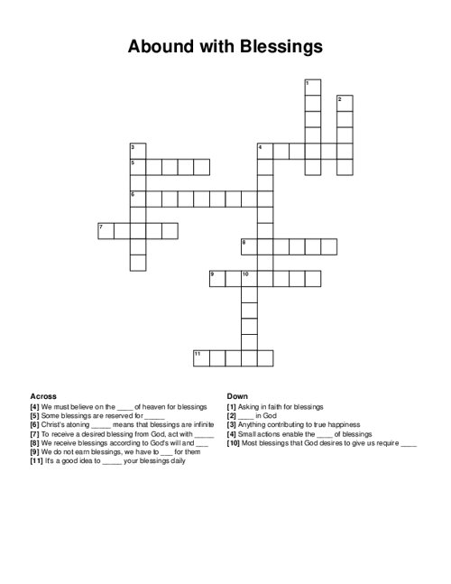 Abound with Blessings Crossword Puzzle