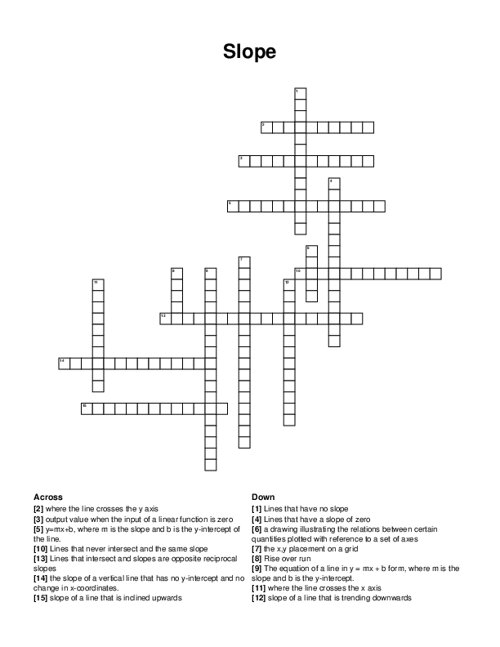 Slope Crossword Puzzle