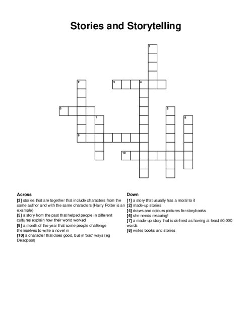 Stories and Storytelling Crossword Puzzle