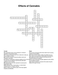 Effects of Cannabis crossword puzzle