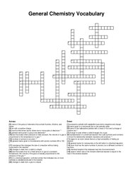 General Chemistry Vocabulary crossword puzzle