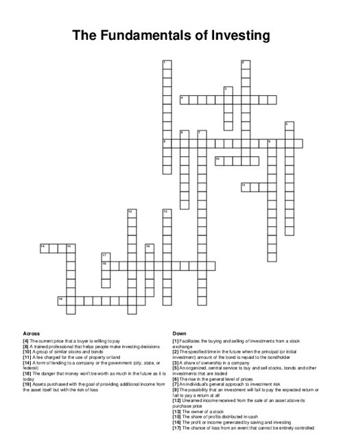 The Fundamentals of Investing Crossword Puzzle