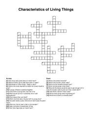 Characteristics of Living Things crossword puzzle