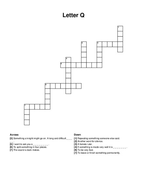 Letter Q Crossword Puzzle