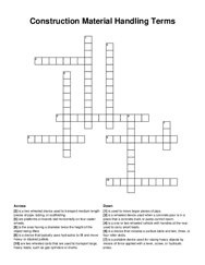 Construction Material Handling Terms crossword puzzle