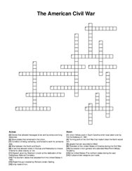 The American Civil War crossword puzzle