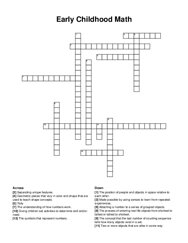 Early Childhood Math crossword puzzle