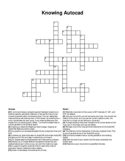 Knowing Autocad Crossword Puzzle