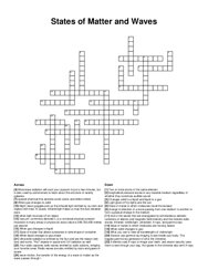 States of Matter and Waves crossword puzzle