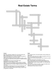 Real Estate Terms crossword puzzle