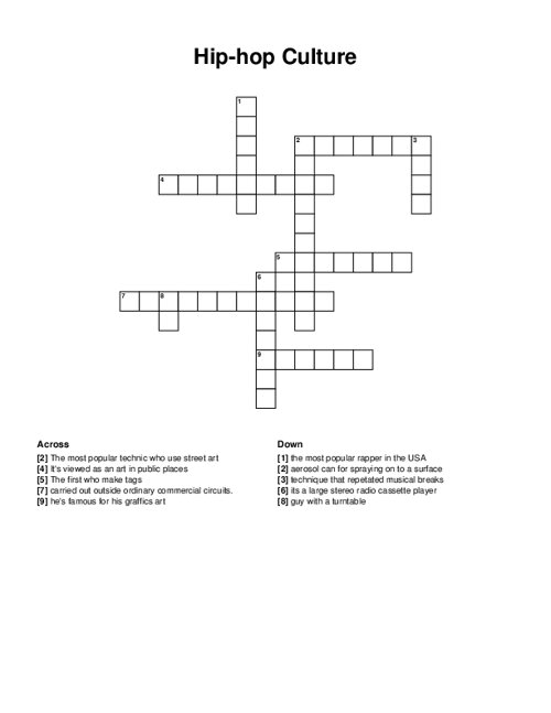 Hip-hop Culture Crossword Puzzle