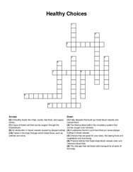 Healthy Choices crossword puzzle