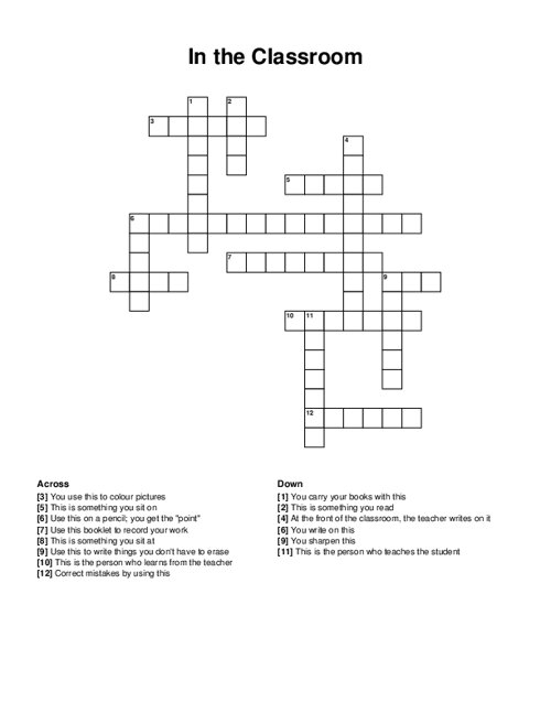 In the Classroom Crossword Puzzle