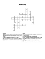 Habitats crossword puzzle