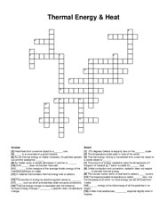 Thermal Energy & Heat crossword puzzle