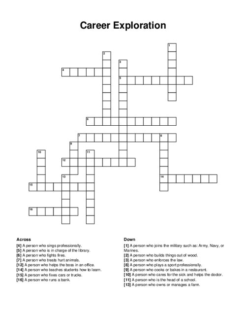 Career Exploration Crossword Puzzle