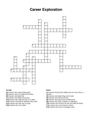 Career Exploration crossword puzzle