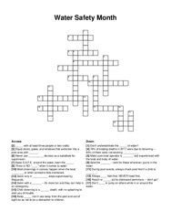 Water Safety Month crossword puzzle