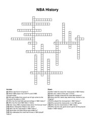 NBA History crossword puzzle