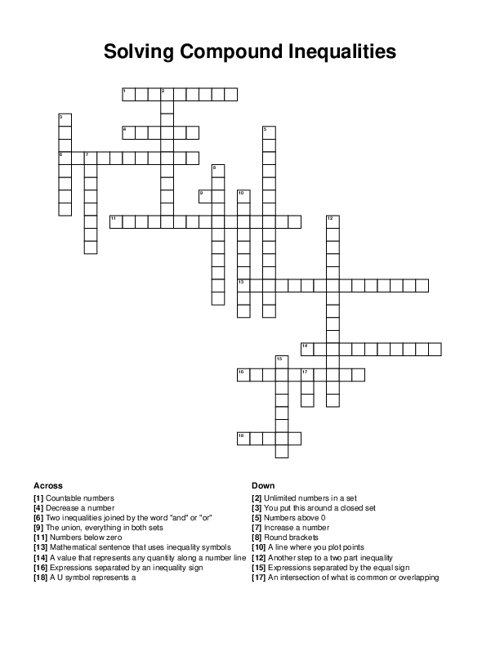 Solving Compound Inequalities Crossword Puzzle