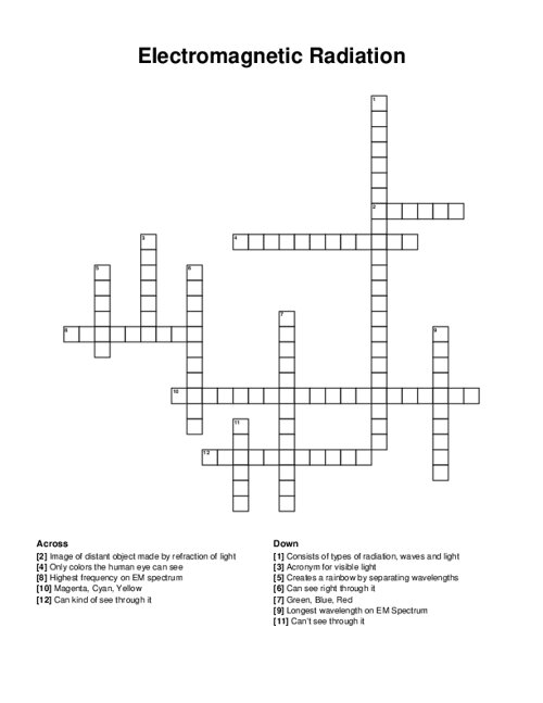 Electromagnetic Radiation Crossword Puzzle