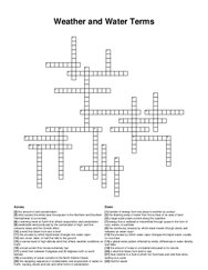 Weather and Water Terms crossword puzzle