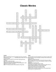 Classic Movies crossword puzzle