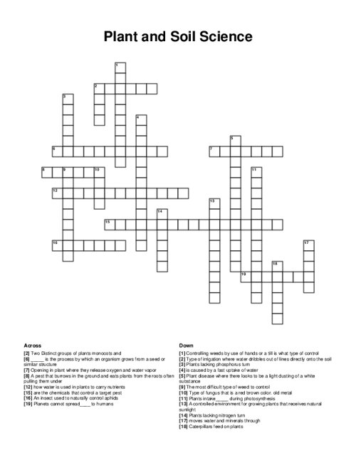 Plant and Soil Science Crossword Puzzle
