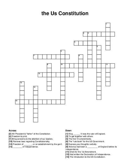 the Us Constitution Crossword Puzzle