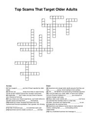 Top Scams That Target Older Adults crossword puzzle