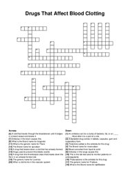 Drugs That Affect Blood Clotting crossword puzzle