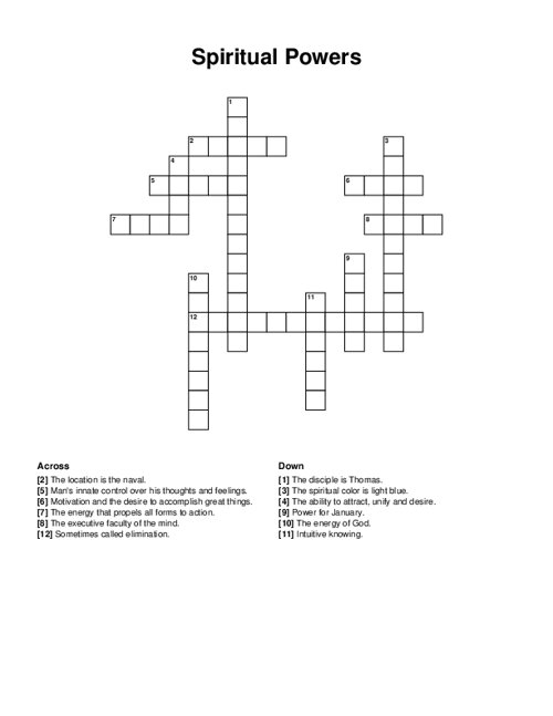 Spiritual Powers Crossword Puzzle